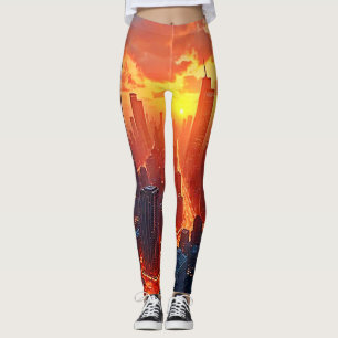 Leggings Horizonte Dorado: Atardecer Radiante en la Ciudad
