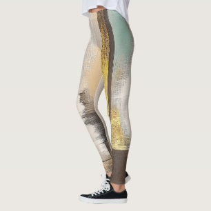 Leggings Horizonte Dorado – Paisaje Abstracto Minimalista