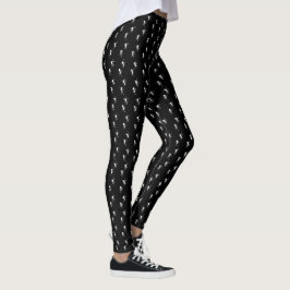 Leggings Hormigas Blancas Patrón Sobre Negro