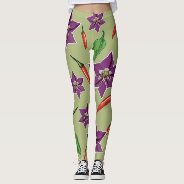 Leggings Hot Peppers, Personalizado Purple Blossom (Anverso)
