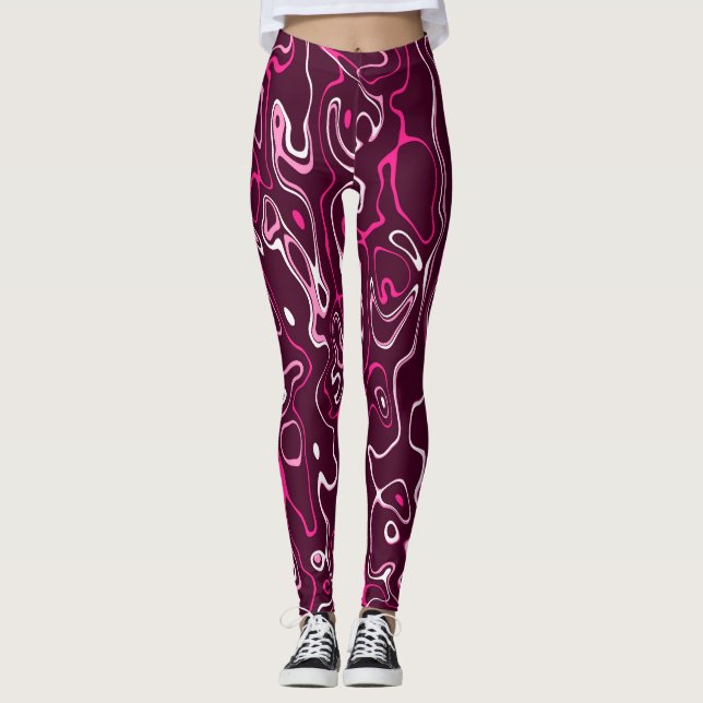 Leggings Hot pink damascus abstract swirls cool pattern (Anverso)