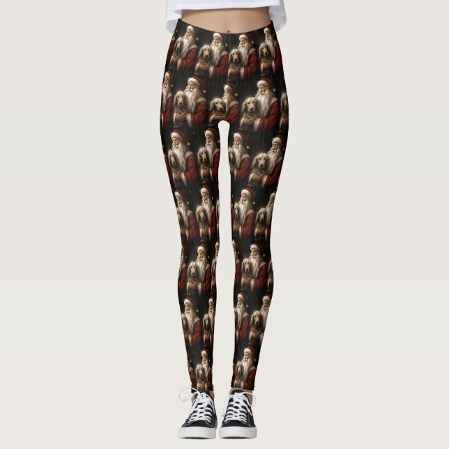 Leggings Hound afgano con Navidades festivos de Santa Claus (Anverso)