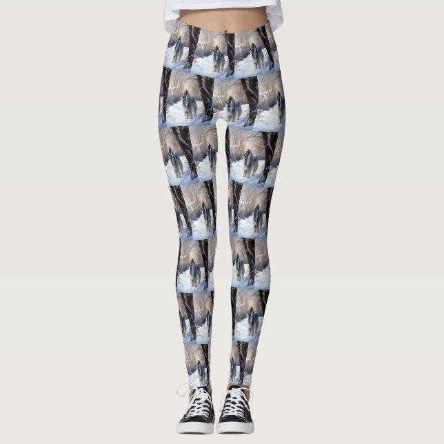 Leggings Hound afgano deja que nieve Navidades (Anverso)