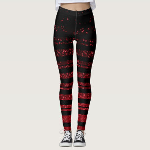 Leggings Huelga de Halloween negro y Purpurina rojo