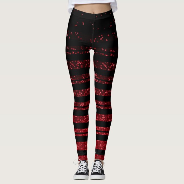 Leggings Huelga de Halloween negro y Purpurina rojo (Anverso)