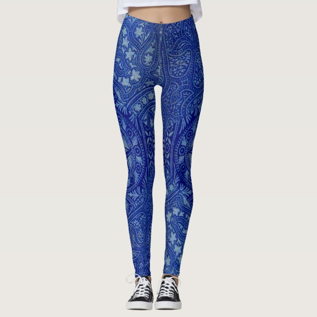 Leggings huella anticuaria del este de India en azul (Anverso)