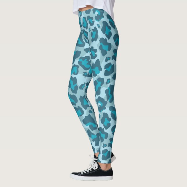 Leggings Huella de animales leopardos azules y grises (Izquierda)