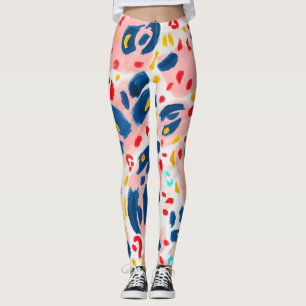Leggings Huella de leopardo: acuarela pintada a mano.
