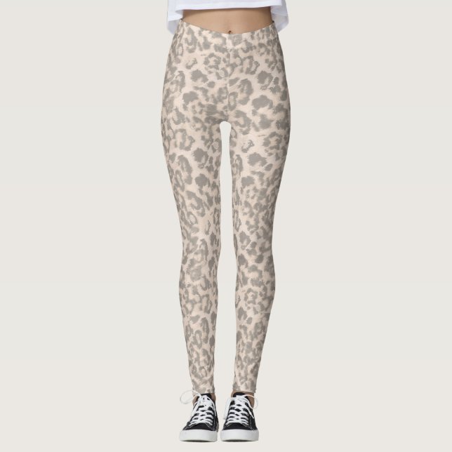 Leggings Huella de leopardo beige. (Anverso)
