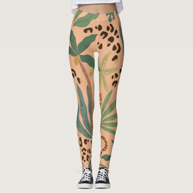 Leggings Huella de leopardo de la jungla: patrón sin costur (Anverso)