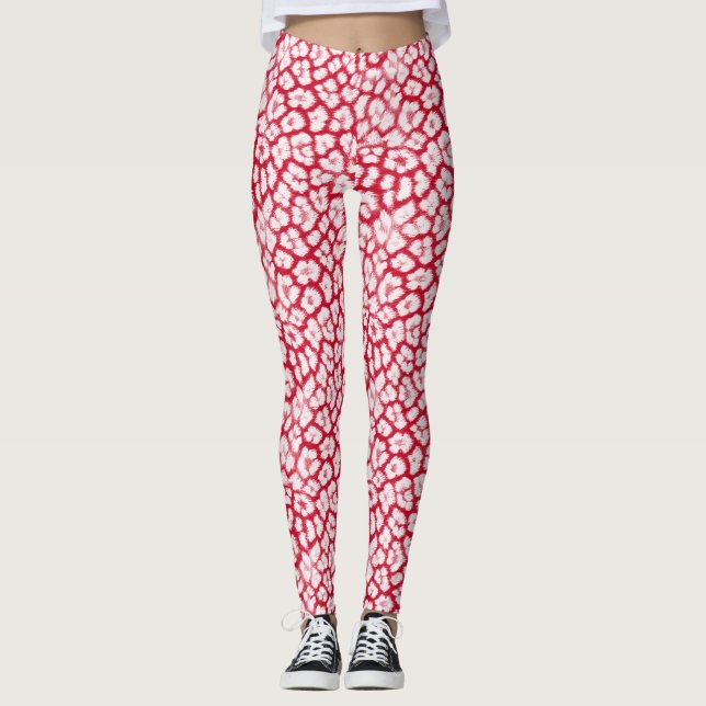 Leggings Huella de leopardo rojo y blanco (Anverso)