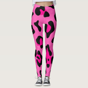 Leggings huella de leopardo rosa caliente