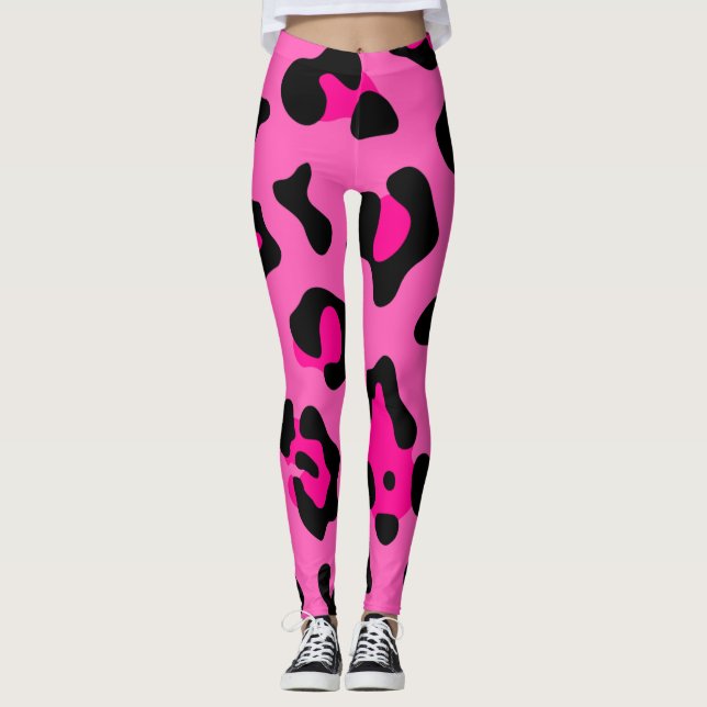 Leggings huella de leopardo rosa caliente (Anverso)