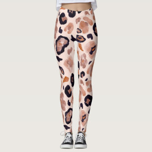 Leggings Huella de leopardo, sin costuras, de fondo beige.