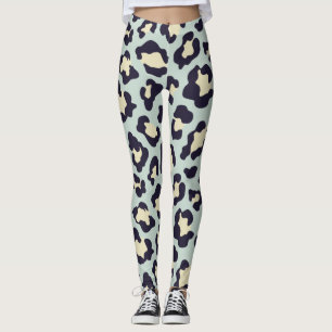 Leggings huella de leopardo verde azulado