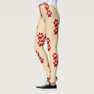 Leggings Huella de pata con gradiente rojo