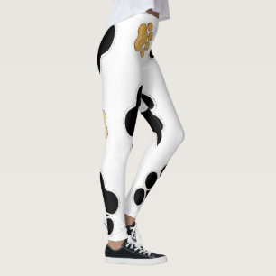 Leggings Huella de pata de perro canino negro y bronceado b