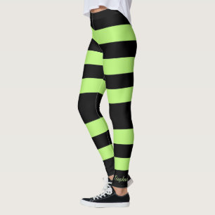 Leggings Huella verde y negra brillante personalizada