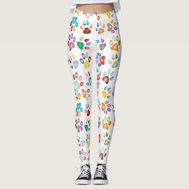 Leggings Huellas de patas de perro coloridas (Anverso)