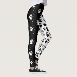 Leggings Huellas de Perrito Blancas y Negras
