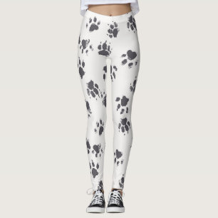 Leggings Huellas de trazo: Perro Monocromo sin soldadura.