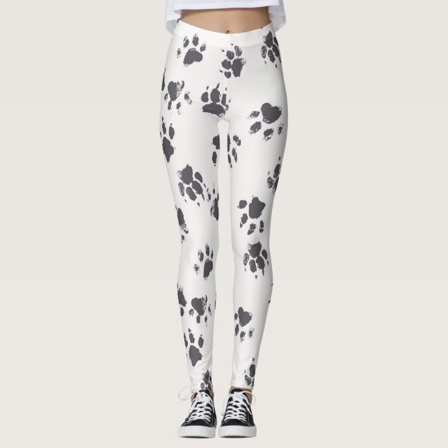 Leggings Huellas de trazo: Perro Monocromo sin soldadura. (Anverso)