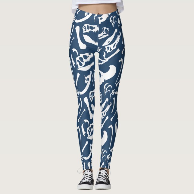 Leggings Huesos de Dinosaurio (Azul) (Anverso)