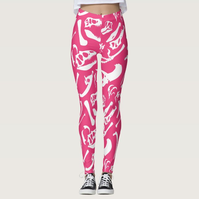 Leggings Huesos de dinosaurio (rosa) (Anverso)