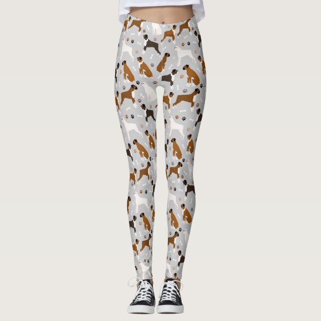 Leggings Huesos y patas de perro de Boxer (Anverso)