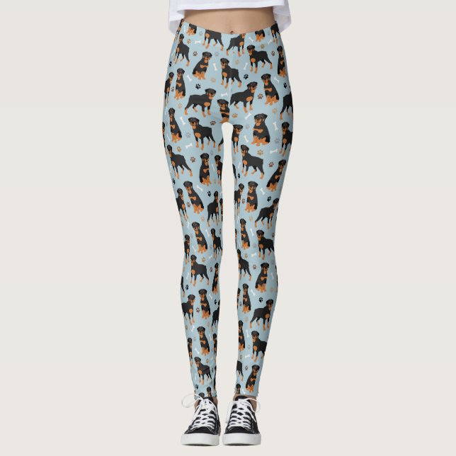 Leggings Huesos y patas de perro de Rottweiler (Anverso)