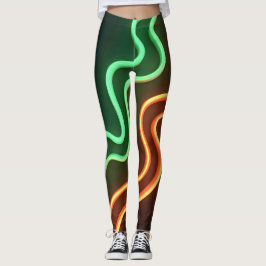 Leggings Huevas divertidas de los años 80 en verde neón y n