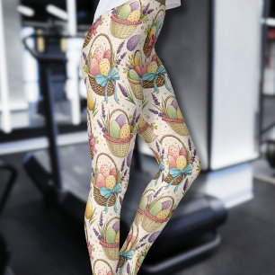 Leggings Huevos de Pascua en Cesta de Mimbre con Lavanda