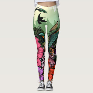 Leggings Hummingbird Garden