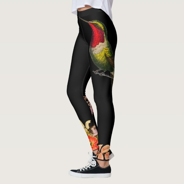 Leggings HUMMINGBIRD Y FLORES Lentes PERSONALIZADOS NEGRAS (Izquierda)
