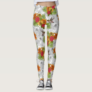 Leggings Hummingbirds y el ramo tropical