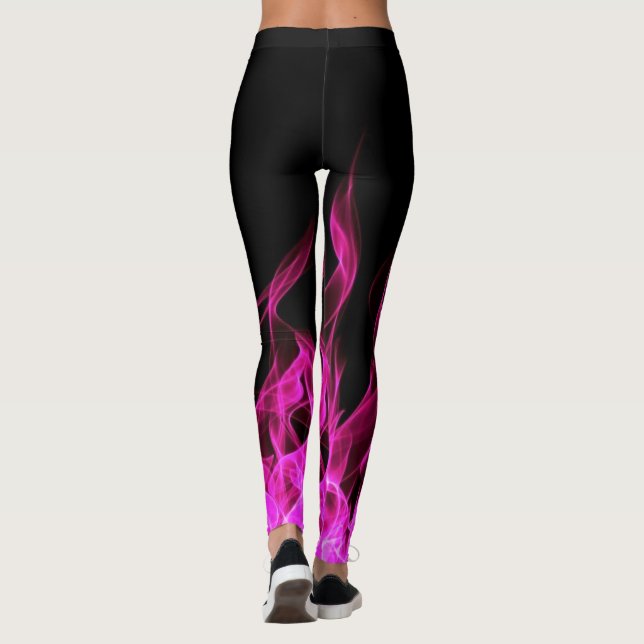 Leggings Humo de llamas de fuego rosa caliente (Reverso)