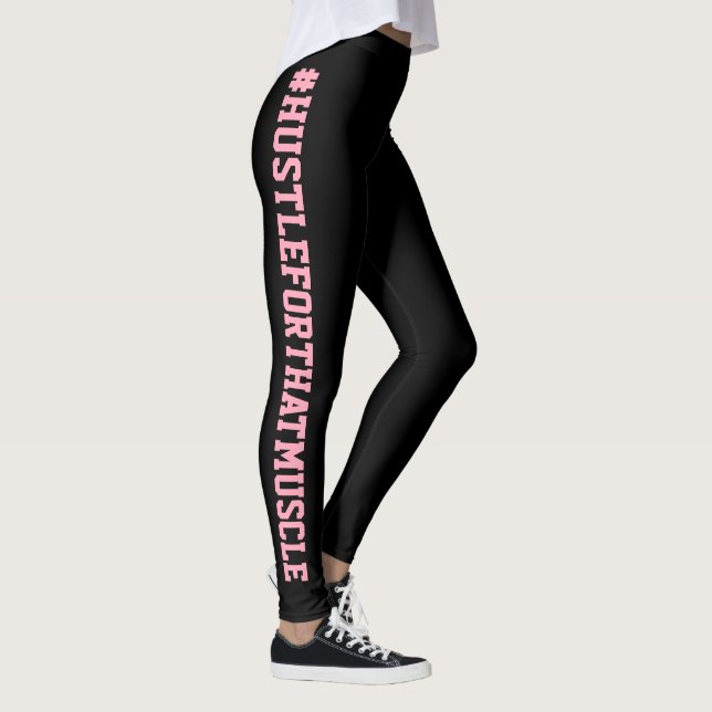 Leggings #Hustle para ese entrenamiento del rosa del negro (Derecha)