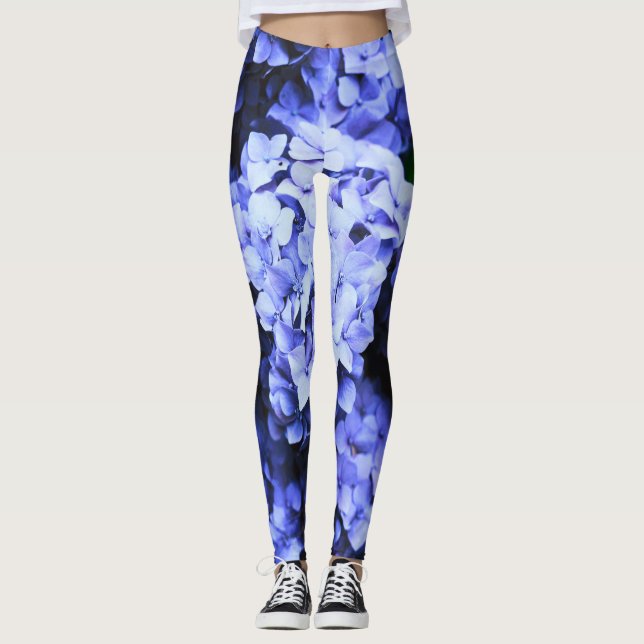 Leggings Hydrangea Flores Florales Azules Naturaleza Moda e (Anverso)