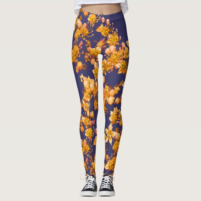 Leggings Hydrangea Orang y Azul marino (Anverso)