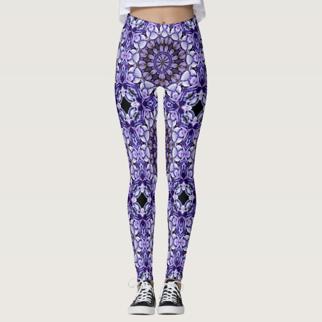 Leggings Hydrangea Pétalos de flores Resumen Patrón de arte (Anverso)