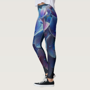 Leggings Hydrangeas Floral Púrpura y Azul