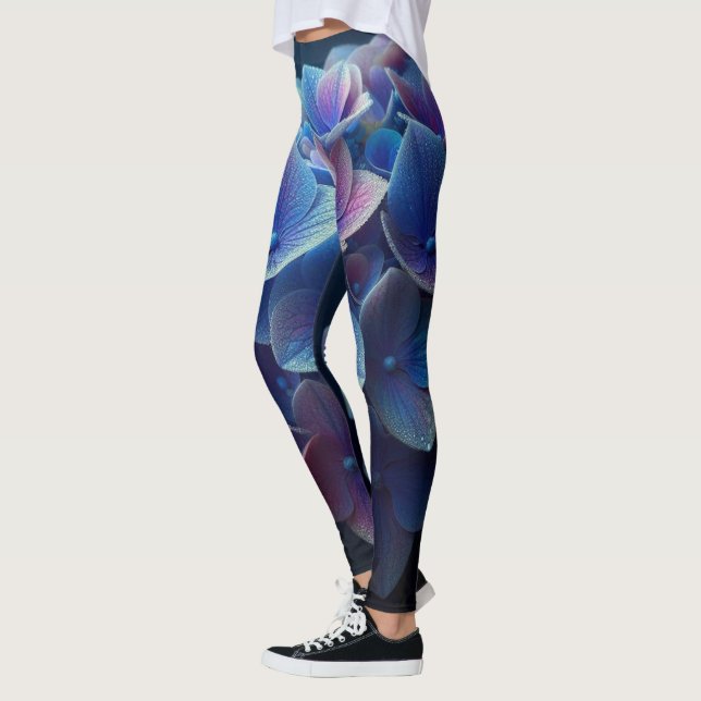 Leggings Hydrangeas Floral Púrpura y Azul (Izquierda)