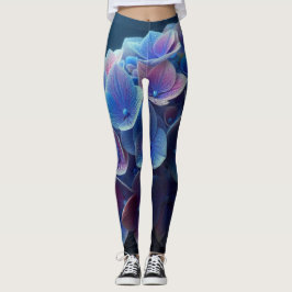 Leggings Hydrangeas Floral Púrpura y Azul