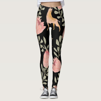 Leggings Hyena y Protea: fondo negro sin problemas