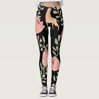 Leggings Hyena y Protea: Patrón de cosecha oscura