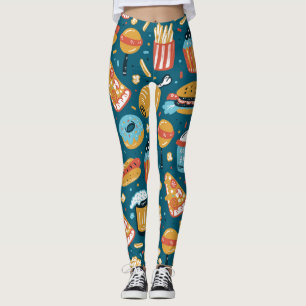 Leggings Iconos de comida rápida: Doodles antiguos