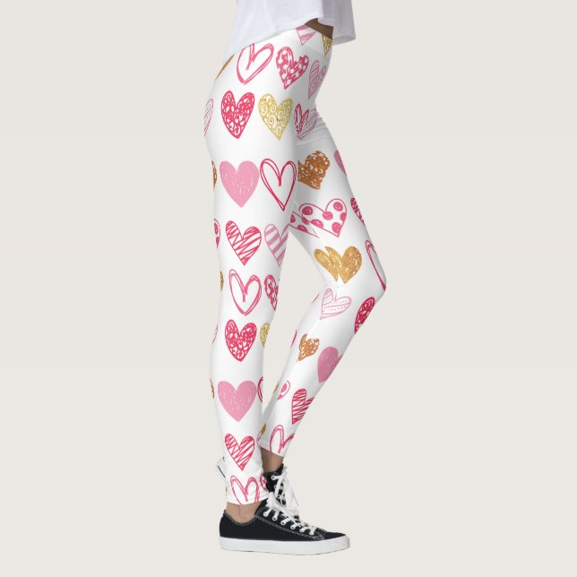 Leggings ID de patrón de corazón dibujado a mano470 (Derecha)
