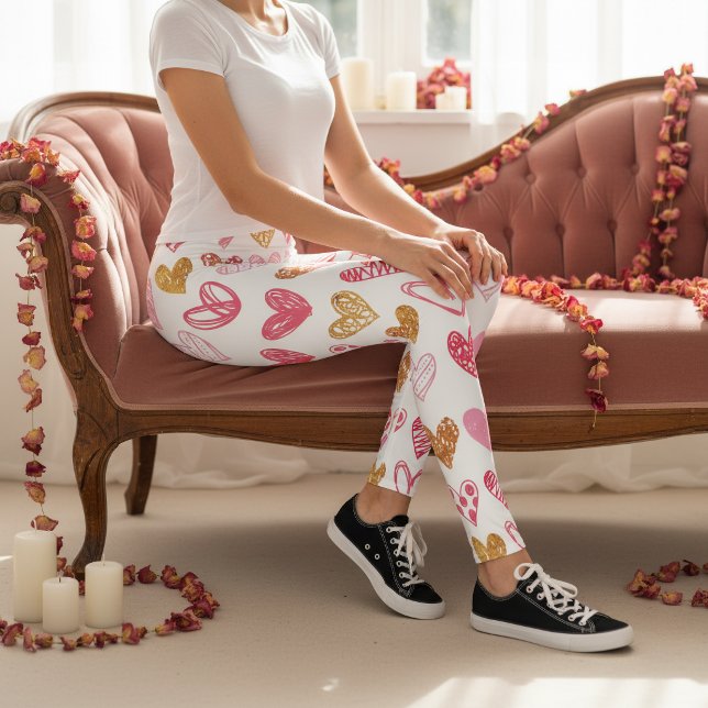 Leggings ID de patrón de corazón dibujado a mano470 (Subido por el creador)