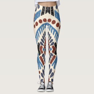 Leggings Ikat Aztec: Ornamento geométrico étnico.