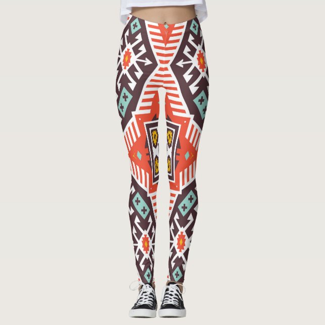 Leggings Ikat Aztec: Textura de rayas étnicas (Anverso)